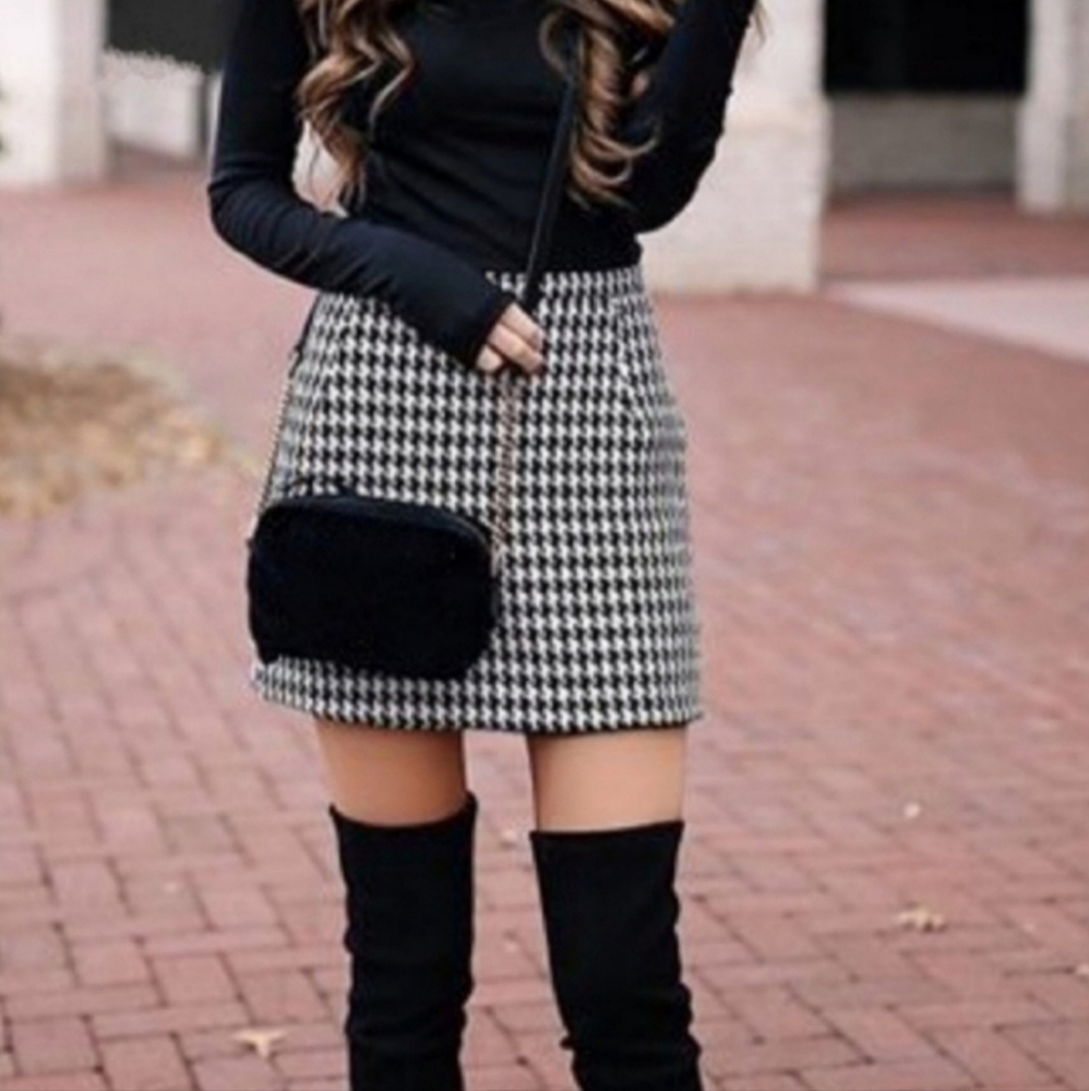 The Limited Houndstooth Wool Blend Skirt Size 2